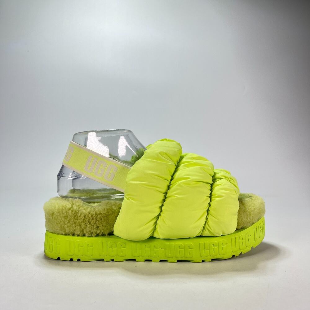UGG Scrunchita Neon Green Platform Slide Sandals Shoes 1140192 Womens Size 8